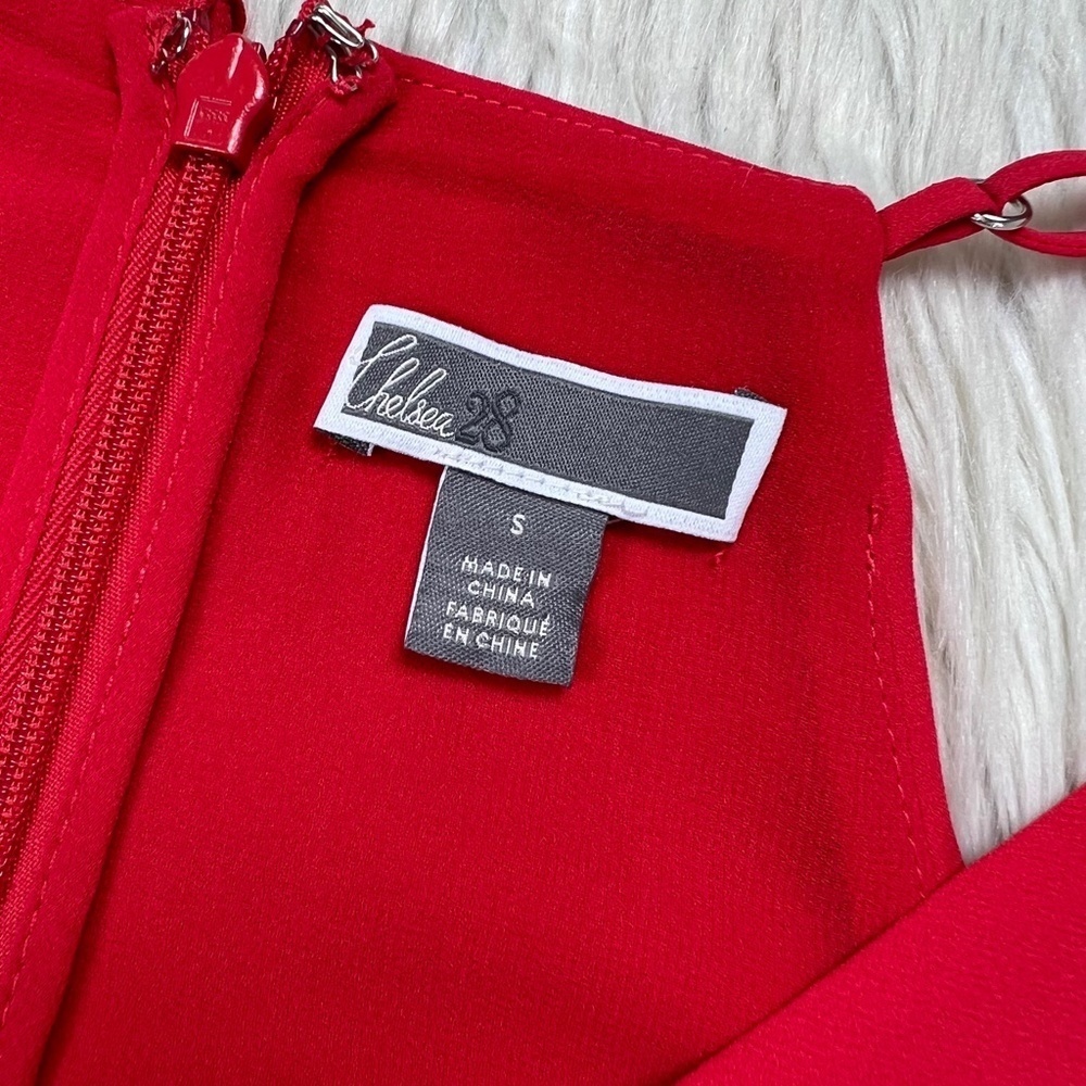 Chelsea28 Red Surplus Faux Wrap Fit Flare Dress - Picture 4 of 9